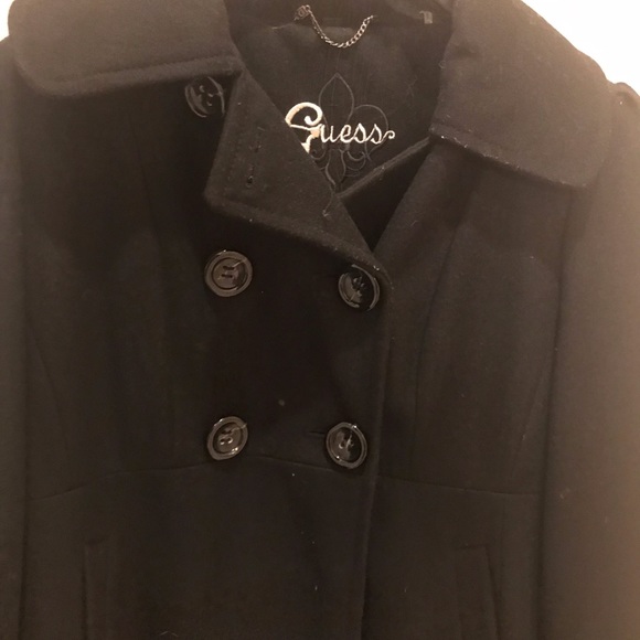 Guess Mid Double Breasted Form Fitting Coat - Picture 2 of 4